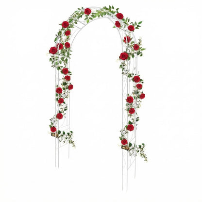 Jojoka White Metal Garden Arch Trellis 8.5FT, Rust-Resistant Steel Pergola Arbor for Climbing Plants Vines, Decorative Outdoor Archway for Lawn Patio Backyard and Wedding Pathways