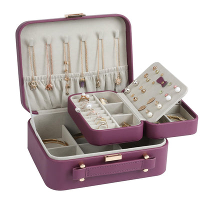 V-LAFUY Large Jewelry Case Organizer - Travel Jewelry Box and Portable Case, Burgundy Red