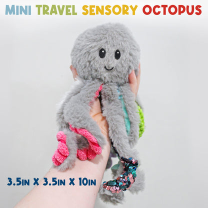 MEAVIA Mini Sensory Octopus Plush Toy, Travel-Size Fidget Plush for Special Needs and Sensory Fun
