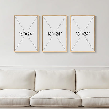 Framed Abstract Boho Wall Art for Bedroom, Set of 3 Large Neutral Canvas Prints Paintings, Modern Minimalist Line Face Botanical Picture Artwork Decor for Living Room Hallway 16x24 Inch
