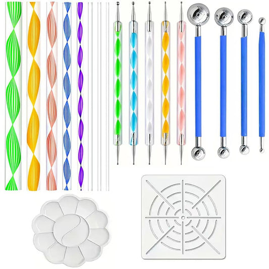 Mandala Dotting Tools Set, 19PCS Dot Painting Kit with Ball Stylus Pens, Acrylic Swirl Dotting Rods, Mandala Stencils & Paint Tray for Nail Art, Rock Painting, Pottery Clay, DIY Crafts for Beginners