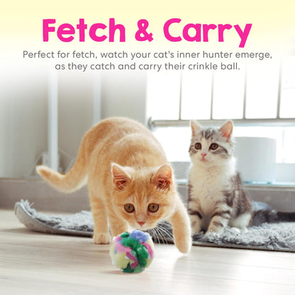 Large Cat Crinkle Balls 2.5 Inch | 24 Pack | Soft Lightweight Indoor Cat Toys with Durable Crinkle Build and Engaging Sound