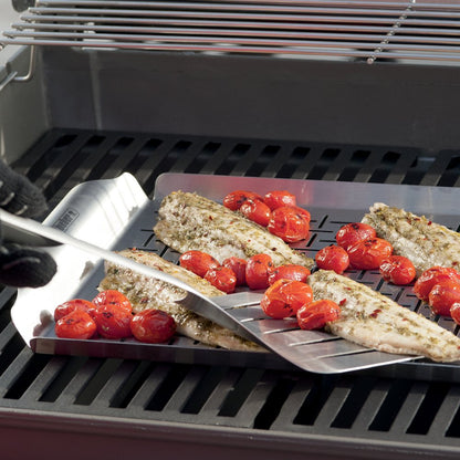 Weber Grill Pan – Durable Stainless Steel Pan for Small or Delicate Foods, 1/8" Slits for Drainage, Wide Carry Handles