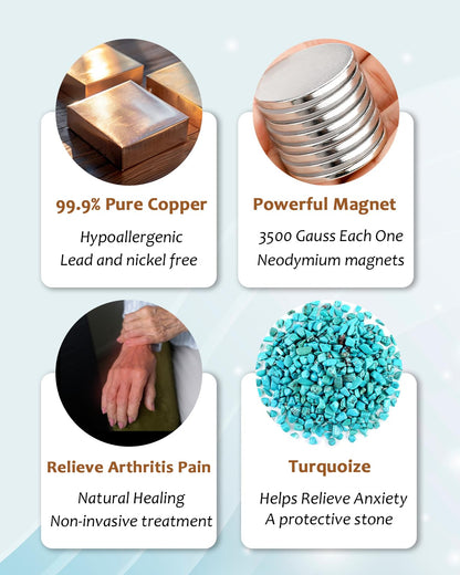 MagVIVACE Pure Copper Bracelet for Women, Magnetic Bracelets with 3500 Gauss Magnet (A)