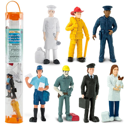 Safari Ltd. People TOOB - 7 Everyday Heroes Figurines of Construction Worker, Policeman, Mailman, Pilot, Chef, Fireman, and Veterinarian - Fun Educational Play Toy Set for Boys, Girls & Kids 3+