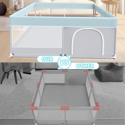 Fshibila Baby Playpen, 50x50 Inch Baby Playard for Babies and Toddlers, Play Pens for Indoor & Outdoor, Sturdy Safety Play Yard with Soft Breathable Mesh, Anti-Fall, Grey
