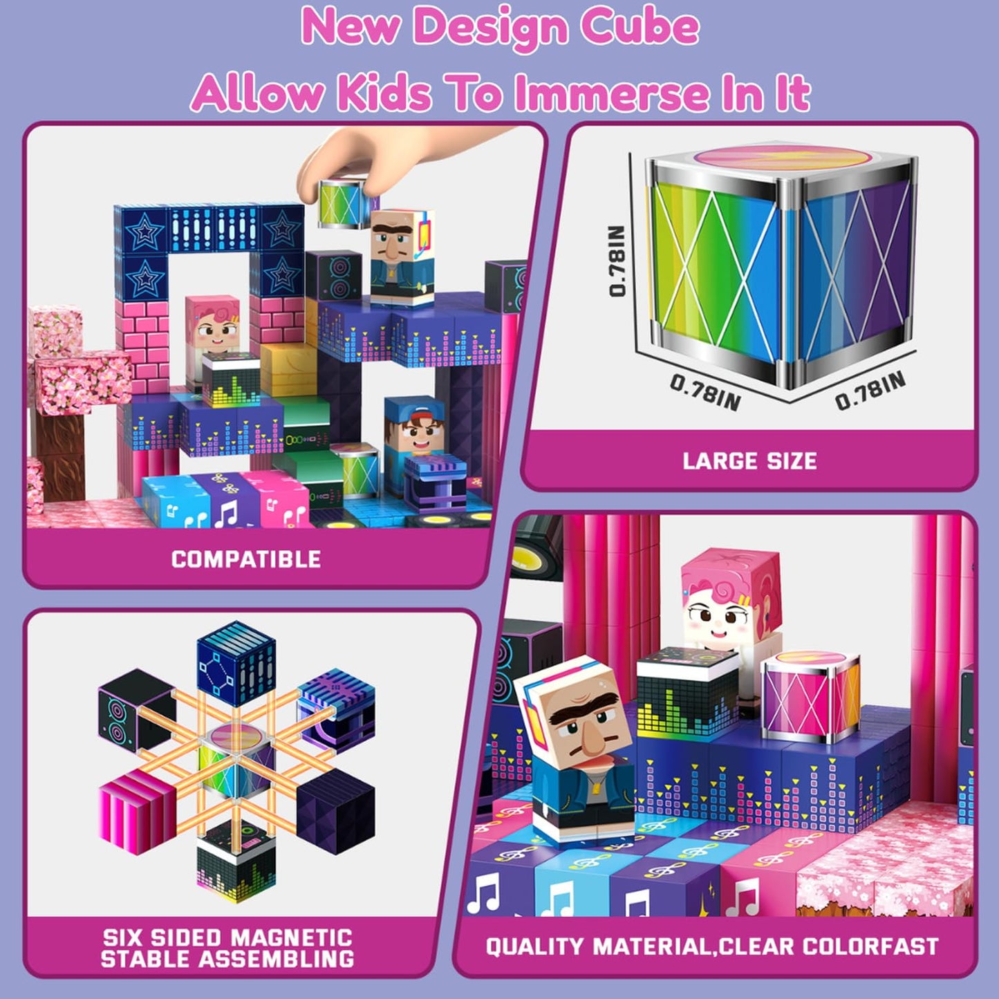 MUALICYO 120 PCS Magnetic Building Blocks, Musical Festival STEM Construction Montessori Magnet Blocks for Kids Boys Girls Age 3-12, Learning Stacking Toys for Christmas Birthday Gifts