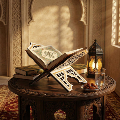 Weysat Quran Stand Bible Stands for Reading Quran Bible Holder Rehal Wooden Carved Eid Decorative Book Shelf Islamic Rehal Gift for Reading Religious Texts Durable Support