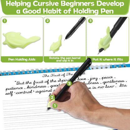 gisgfim Bible Magic Grooved Writing Practice Books for Kids Reusable Grooved Handwriting Workbooks for Kids Ages 3-8 Tracing Bible Magic Copybooks for Christian Sunday School Gifts Prizes（Cursive）