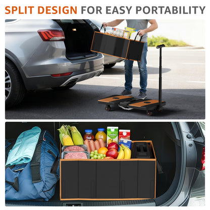 Collapsible Foldable Wagon Cart Heavy Duty, 3-in-1 Utility Dolly Wagons Carts with Wheels, Portable Folding Hand Truck with Removable Bag for Groceries, Laundry, Sports, Office