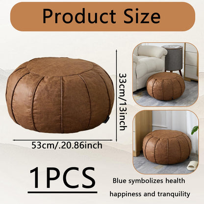 Louis Donné Unstuffed Pouf Ottoman Handmade Moroccan Storage Footstool Seat Round Home Decoration Pouf Cover Multi Functional Bean Bag Floor Chair for Living Room, Office, Bedroom, Balcony Decor