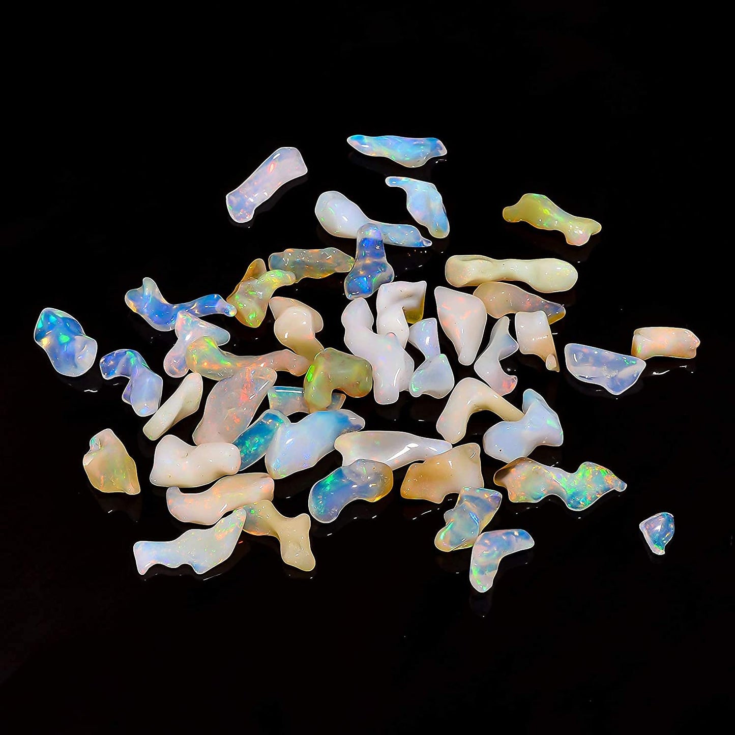 Gemkora 10pcs Natural Ethiopian Raw Opal Stone, Healing Gemstone and Crystals, Wholesale Bulk Lot, Polished Fire Play Stone, Rough Crystals, Opal Rock, Jewelry Making Supply, DIY Raw, 10 to 15 mm