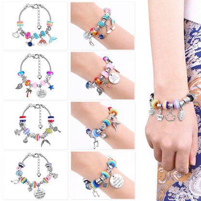Acejoz 85 Pcs Charm Bracelet Making Kit, DIY Charm Bracelets Beads for Adults and Beginner Jewelry Making Kit
