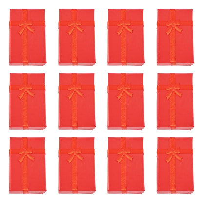 Craftdady 12pcs Red Jewelry Boxes Small Necklace Box Cardboard Jewelry Gift Boxes With Lids Bowknot Ring Earring Boxes for Women Valentines Day Jewelry Gift Packaing Display Organizer