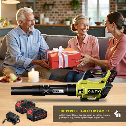 Leaf Blower Cordless with 2x4.0AH Batteries and Charger 580CFM 160MPH Electric Leaf Blower 2 Speed Mode Lightweight Battery Powered Leaf Blowers for Lawn Care Patio Garden Yard