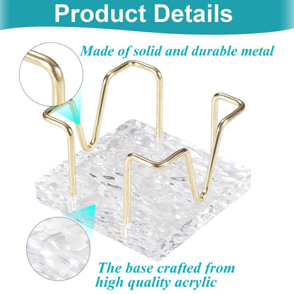 Acrylic Sticky Note Holder, 3 x 3 inch Self-Stick Note Memo Pad Holder for Desk, Notepad Dispenser Organizer for School Office Home, Gold