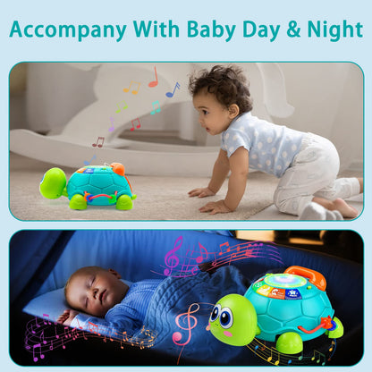 Ussybaby Baby Crawling Toys 6 to 12 Months, Infant Turtle Musical Toys with Phone Hand Drum，Baby 7 8 9 10 11 Months 1-2 Year Old Boy Girl Gift Green