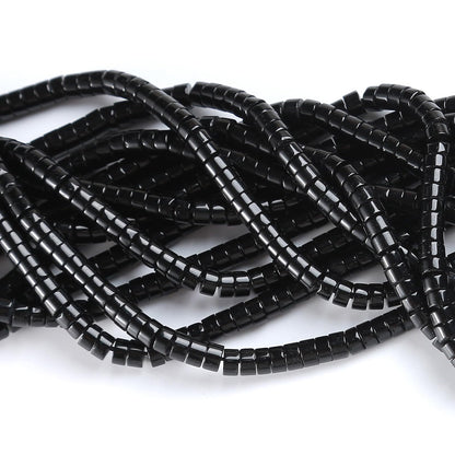 150pcs 2x4mm Natural Black Agates Stone Tube Shape Beads Loose Flat Round Cylinder Flat Spacer Green Stone Beads for Bracelet Earrings Jewelry Making