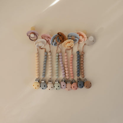 mushie 100% Silicone Baby Pacifier Clip BPA Free | Hera (Faux Wood)