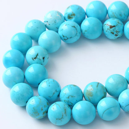 10MM Natural Turquoise Gemstone Beads Blue Stone Round Loose Beads for Jewelry Making Bracelet 72pcs 2 Strands 32"