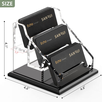 SANRUI Acrylic Business Card Holder - 8MM Thick Widened Base, 3-Slot Business Card Display for Desk , Fits 3.5x2 Inch Cards, Versatile for Office/Home/Trade Shows