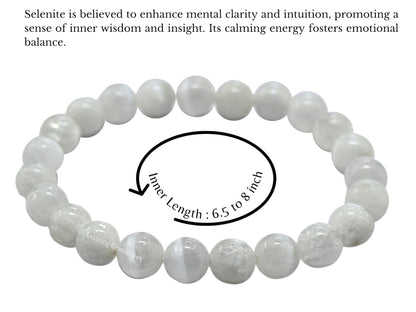 Amazing Gemstone Crystal Bracelet for Women Men's Gifts - Protection Healing Crystal Bracelet - 8mm Gemstone Beaded Stretchable Bracelet Pulseras Para Hombres Mujer Stocking Stuffers Mothers Day Gift (Selenite)