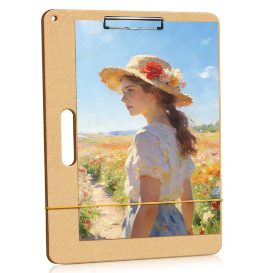 TKOnline 11.8x17.7 Sketch Drawing Board, Art Board with Sturdy Clip and Rubber Bands, Portable Artist Clipboard Easel for Classroom, Drafting and Studio Drawing
