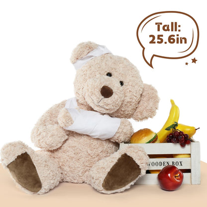 Muiteiur 25.6 Inch Get Well Soon Teddy Bear, Broken Arm Gift for Kids, Soft Recovery Bear with Bandage, Gift for Kids Adult After Surgery