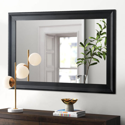 CULER Black Wood Wall Mirror for Bathroom,Rectangle Large 30 x 40 inch Hanging Vanity Black Mirrors with Wooden Frame for Living Room,Bedroom,Entryway