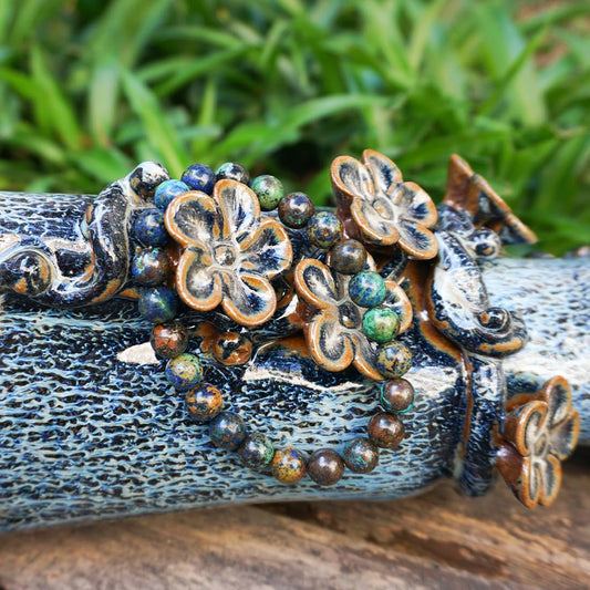 Natural 8mm Azurite Bracelet - Handcrafted Deep Blue Gemstone Jewelry with Spiritual Energy for Women & Men