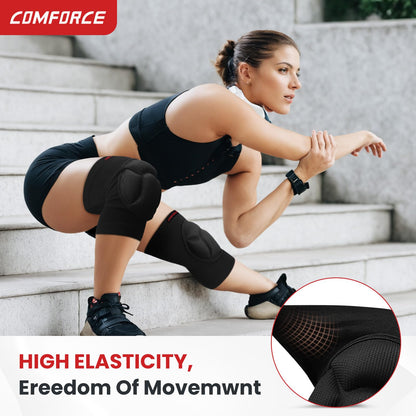 COMFORCE Protective Knee Pads with Thick Sponge for Volleyball, Anti-slip Knee Brace Collision Avoidance Knee Sleeve for Basketball, Gardening Housework, Yoga, Skateboarding, M