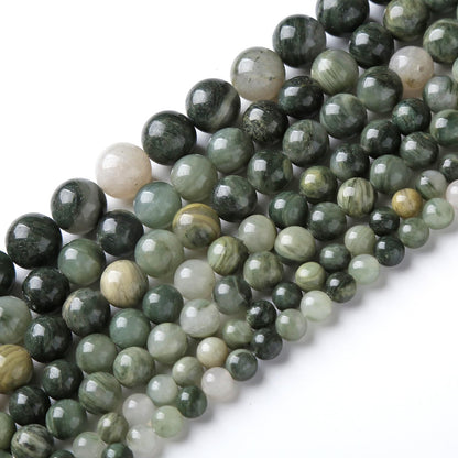 32pcs 12mm Natural Green Hair Quartz Stone Beads for Jewelry Making DIY Bracelet Necklace Accessories 15" Energy Healing Power Round Stone Beads (12mm, Green Hair Quartz)