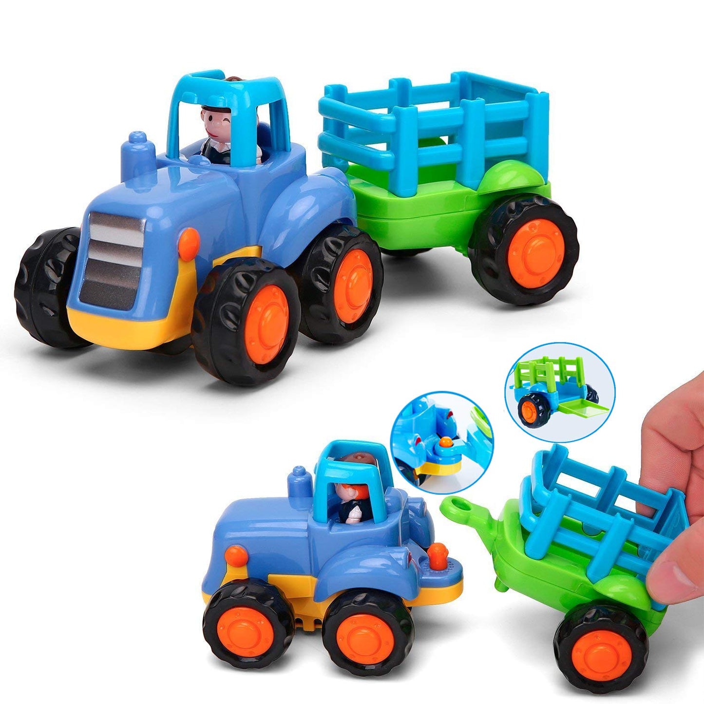 Yiosion Friction Powered Cars Push and Go Trucks Construction Vehicles Toys Set of Tractor Bulldozer Dump Truck Cement Mixer for Baby Toddlers Infants Boys Gifts