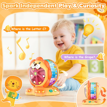 Alphabet Learning Toys for Toddlers 1-2 Year Old, Lion Spin and Sing ABC Letter Interactive Toys with Lights Sound, Musical Educational Toys for Boys Girls Kids, First Christmas Birthday Gift