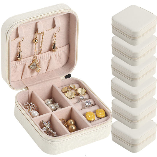 CIPIDI Travel Jewelry Case Bridesmaid Gifts Box,6 Pack Small Jewelry Box Mini Jewelry Organizer,PU Leather Portable Earring Storage Box for Women Girls Bridesmaid Proposal Gifts