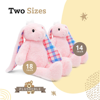 Plushible Easter Bunny Stuffed Animal, 18" (Pink) - Plush, Soft Embroidered Stuffed Bunny Toy for Kids, Newborns, Boys & Girls, Cuddly and Adorable Plush Toys