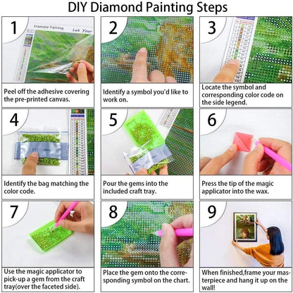 WHYCJXWL Diamond Art Kits for Adults and Kids, Full Drill Round Rhinestone Diamonds, Diamond Art (12X16 Inch)