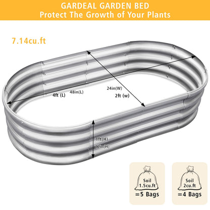 Gardeal Garden Galvanized Raised Garden Bed Kit - Metal Planter Box for Vegetables/Herbs/Flowers, Heavy-Duty Steel Outdoor Garden Box with Reinforced Edges