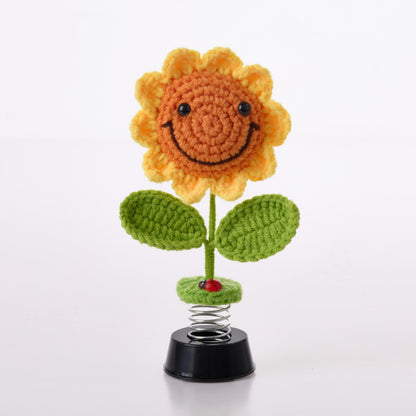 Aisle 3 Essentials Smiley Sunflower Bobblehead – Cute Dashboard & Desk Décor | Spring-Mounted Dancing Flower Ornament with Ladybug Accent | Cheerful Gift for Car, Office, or Home