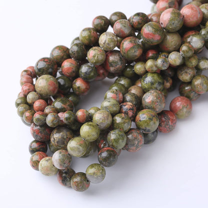 36PCS 10MM Natural Unakite Stone Beads Energy Healing Beads for DIY Jewelry Bracelet Necklace Making for Jewelry Making15Inch