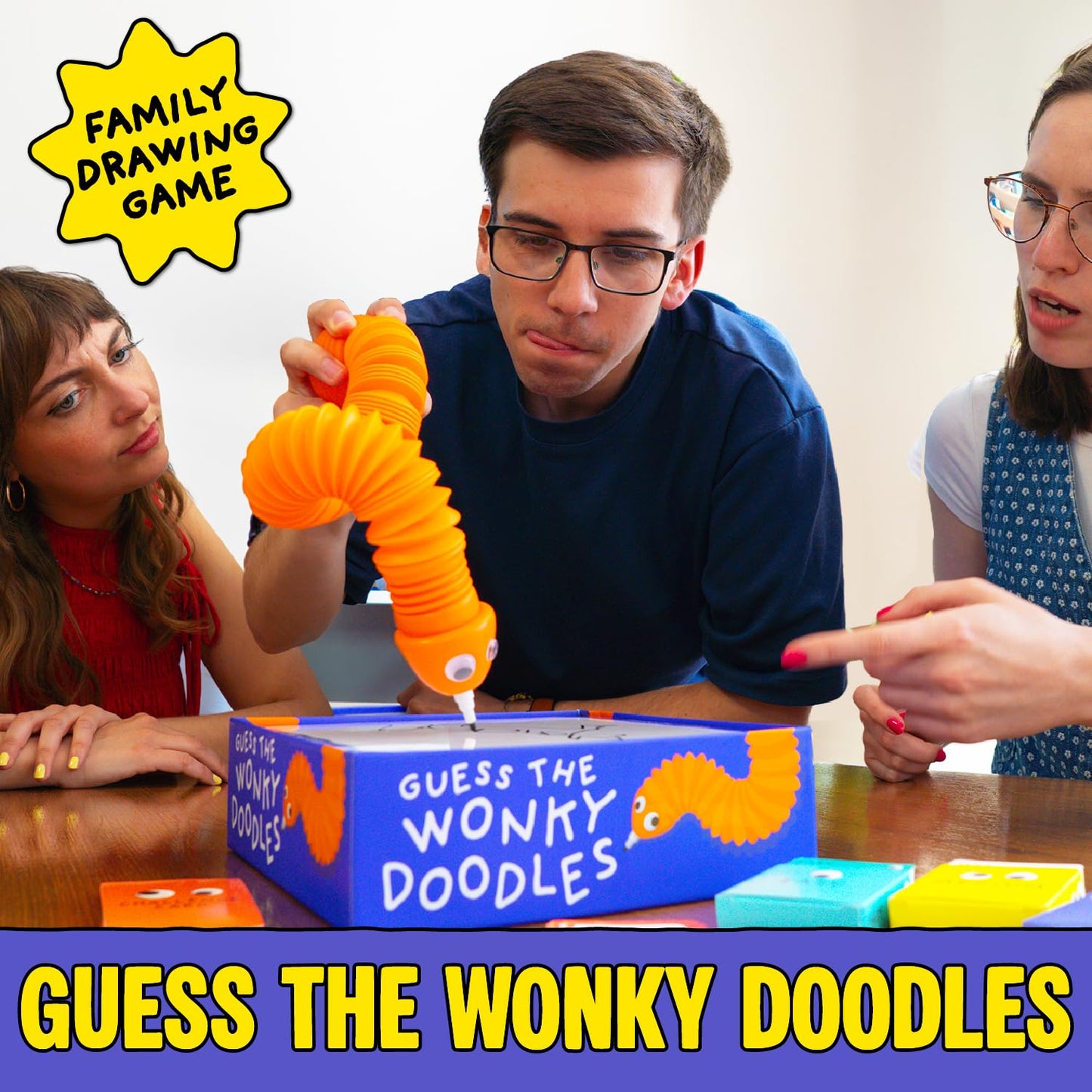 Lucky Egg Wonky Doodles – Hilarious Drawing Games for Family Game Night & Parties – Family Board Games for Adults with Wonky Doodler, 150 Word Cards & Whiteboard – Best Family Games for Ages 8+