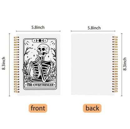 Ecezatik the Overthinker Tarot Card Notebook Journal, Gothic Goth Skull Notebook Journal, Witchy Journal, Goth Office Supplies, Witchy Stuff Spiral Notebook 5.5x8.3