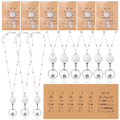 Kenning 12 Pcs Employee Appreciation Gift Set Silver Metal Retractable Lanyard Chain Motivational Employee Appreciation Card Gift for Teacher, Nurses, Office, Team, and Staff