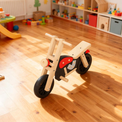 Yrthe Voitom Wooden Balance Bike for Kids with Wood Bike Stand, Develops Motor Skills & Balance, Bike for Beginners