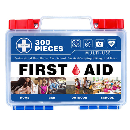TLIEAO 300 Piece Professional First Aid Kit, Multi-Function Portable Medical Kit for Home, Car, Travel, Camping, Worksite, Outdoor, Business & Sports (Navy Blue)