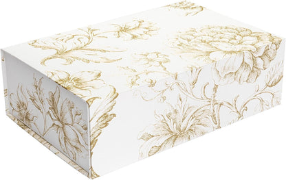 Sorarto Luxury Keepsake Gift Box | Gold Floral Decorative Boxes with Magnetic Lids for Presents, Wedding Memory Box, and Bridal Gifts. 13.5" x 9" x 4.3"