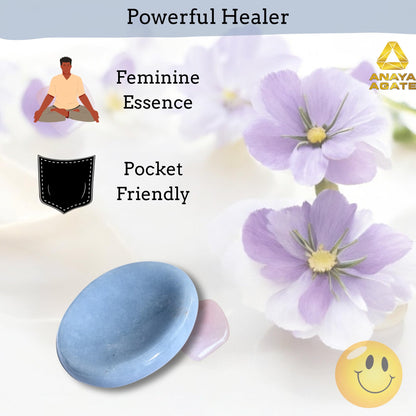 Anaya Agate Angelite Worry Stones Certified Crystal Thumb Worry Stone for Anguish, Relaxing and Soothing Balance Stones for Meditation, Stress Relief Crystals and Healing Stones for Men, Women