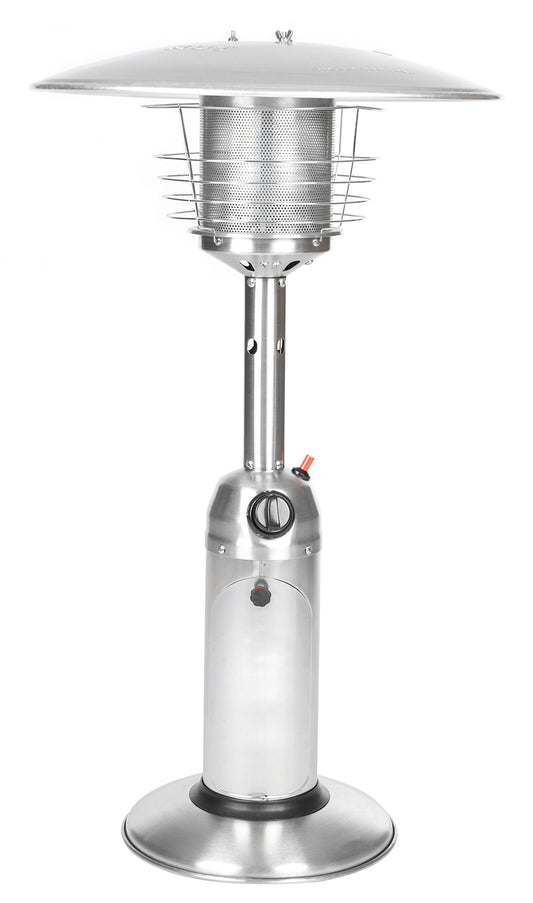 Fire Sense 60262 Portable Patio Heater Outdoor Tabletop Lightweight Propane 10,000 BTU Auto-Shutoff Valve CSA Approved - Stainless Steel