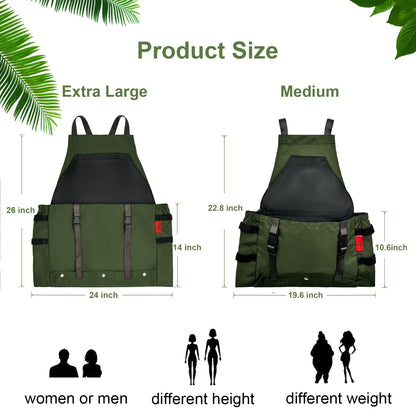 Cover Geny Gardening Apron Waterproof Cross Back Apron, 600D Heavy Duty Apron Harvest with Pockets, Adjustable Straps and Quick Release (green)