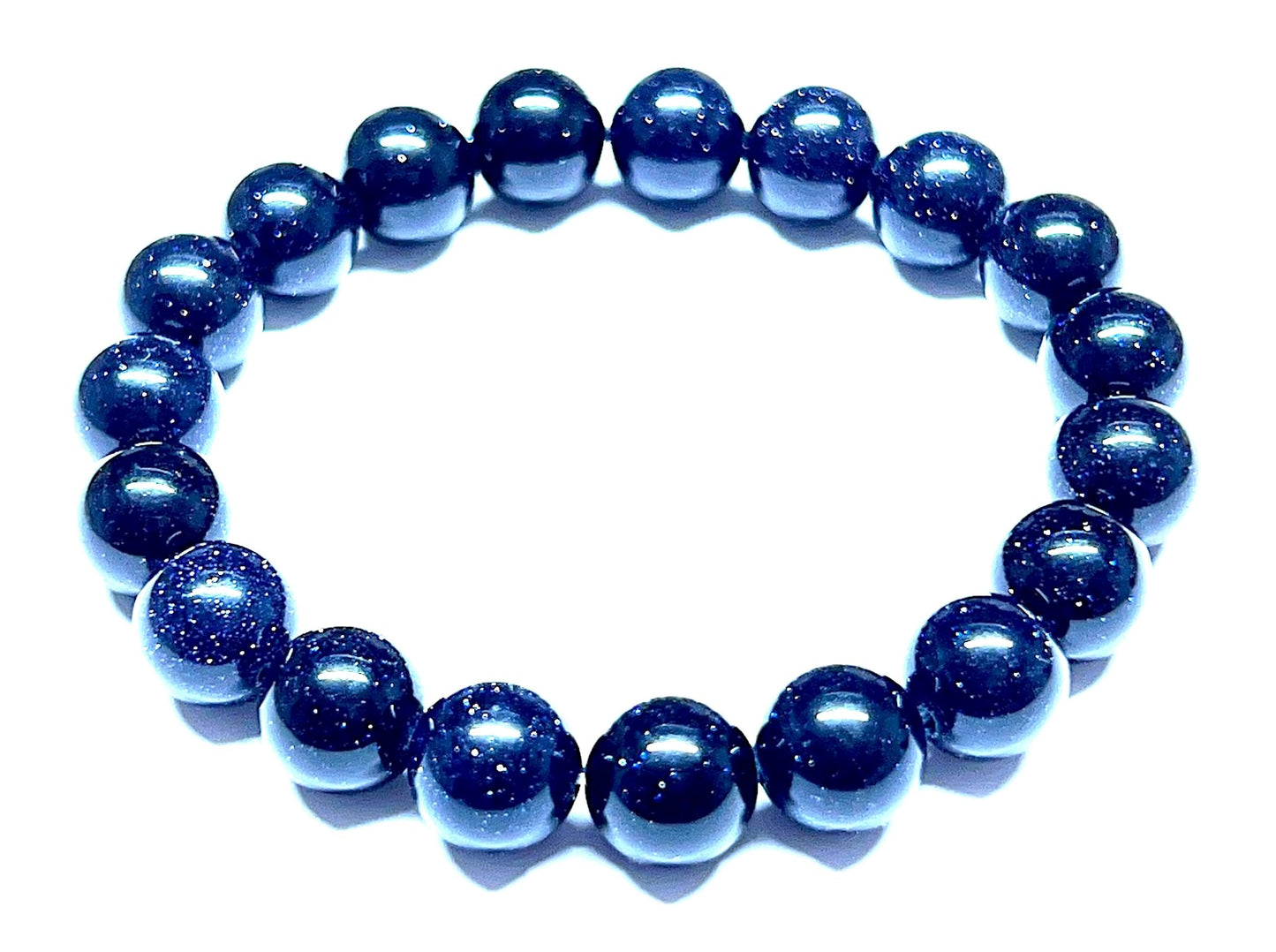 AWAKEN YOUR KUNDALINI Blue Goldstone Bracelet – 10mm Beads, Birthstone & Chakra Energy